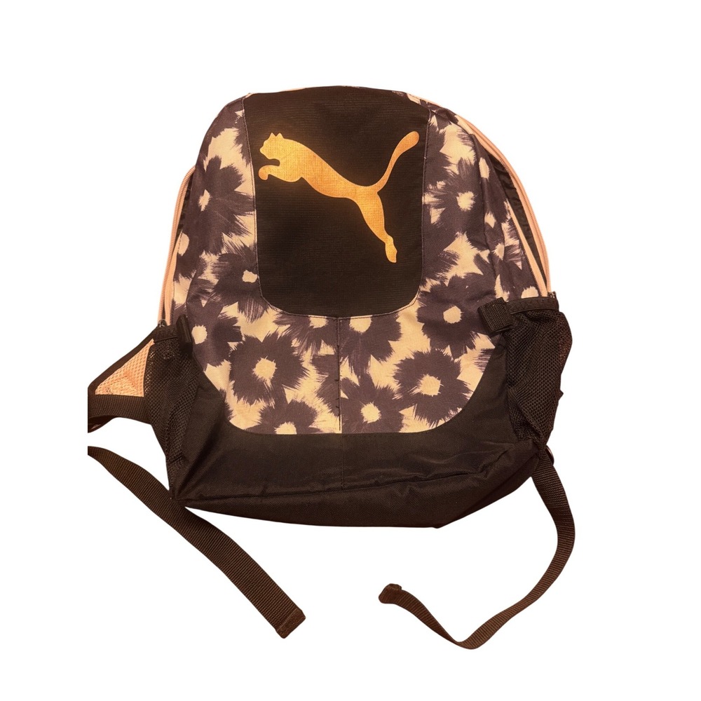 PUMA Floral Backpack Black White Trendy School Gym Travel Bag Cute Y2K